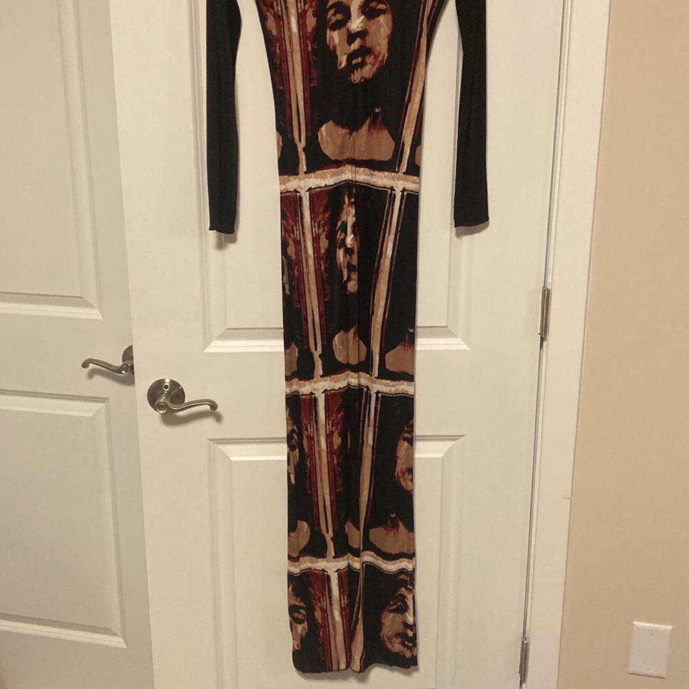 Jean Paul Gaultier Long jersey Black top with printed bodice. Size M